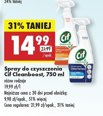Spray do czyszczenia 艂azienki Cif cleanboost promocja
