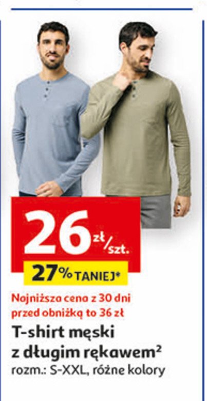 T-shirt męski s-2xl z długim rękawem Auchan inextenso promocja