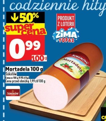 Mortadela 100 g Sokołów promocja w TOPAZ