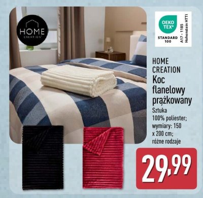 Koc flanelowy prążkowany 150x200 cm promocja w Aldi