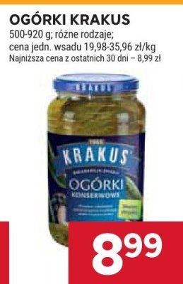 Ogórki Krakus, różne rodzaje promocja w Stokrotka