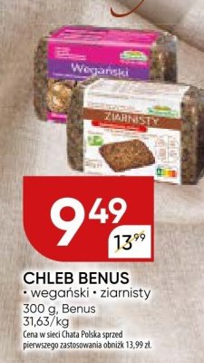 Chleb Benus wegański z ziarnisty promocja w Chata Polska