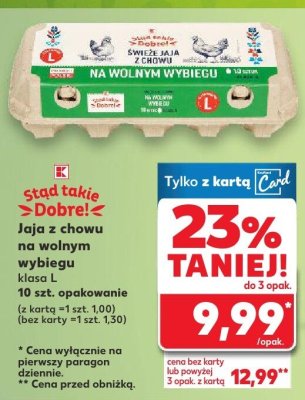 Jaja z chowu na wolnym wybiegu klasa L promocja w Kaufland