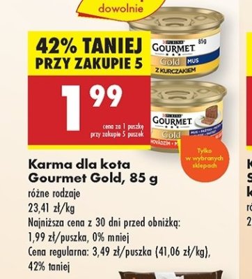 Karma dla kota mus z wołowiną Purina gourmet gold promocja