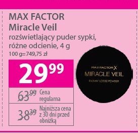Puder sypki rozświetlający Max factor miracle veil promocja