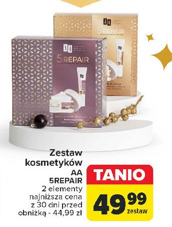 Zestaw w pudełku 5 repair złota kuracja 60+: krem na noc 50 ml + krem pod oczy 15 ml Aa zestaw promocja w Carrefour