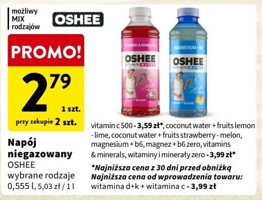 Napój magnez OSHEE VITAMIN H2O promocja