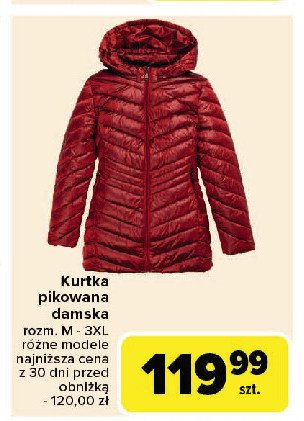 Kurtka pikowana damska m-3xl promocja w Carrefour Market