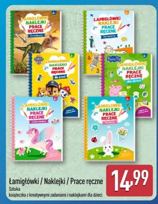 Książeczki kreatywne: łamigłówki, naklejki, prace ręczne, różne rodzaje promocja w Aldi
