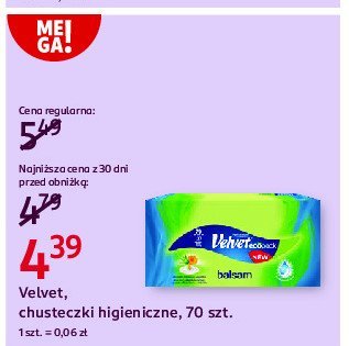 Chusteczki higieniczne Velvet balsam promocja