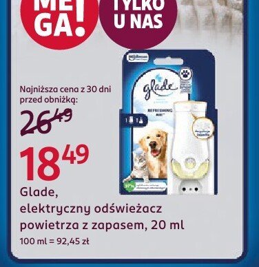 Glade, elektryczny odświeżacz powietrza z zapasem, 20 ml promocja w Rossmann