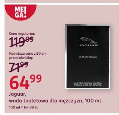 Woda toaletowa dla mężczyzn Jaguar, Classic Black promocja w Rossmann