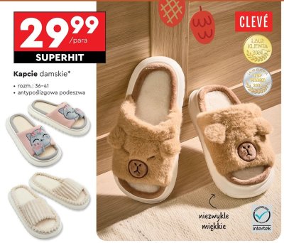 Kapcie damskie otwarte z futerkiem promocja w Biedronka