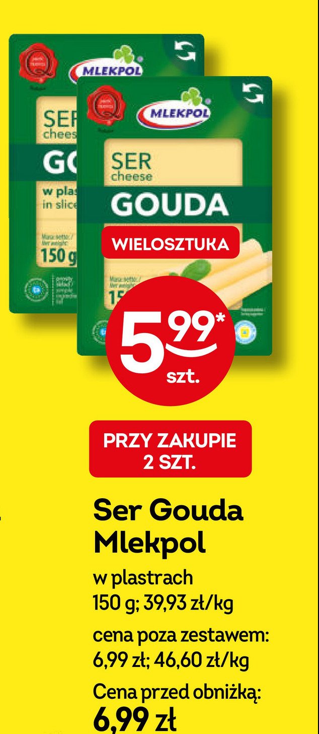 Ser żółty gouda plastry promocja w Żabka