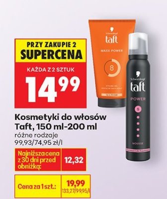 Kosmetyki do włosów Taft, różne rodzaje 150 ml-200 ml promocja w Biedronka