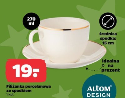 Filiżanka porcelanowa ze spodkiem 270ml promocja w Netto