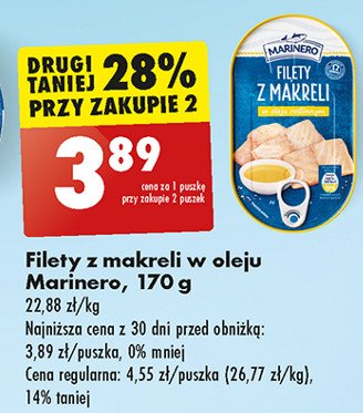 Filet z makreli w oleju roślinnym Marinero promocja