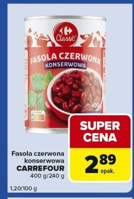 Fasola czerwona konserwowa Carrefour 400g/240g promocja w Carrefour Express