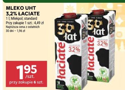 Mleko UHT 3,2% łaciate promocja w Stokrotka