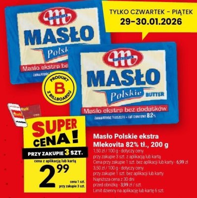 Masło Polskie ekstra Mlekovita 82%, 200 g promocja w Twój Market
