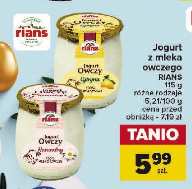 Jogurt owczy cytrynowy Rians promocja