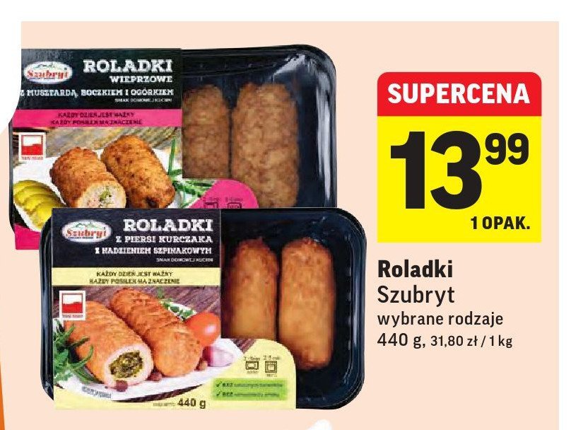 Roladki z piersi kurczaka z nadzieniem szpinakowym Szubryt promocja
