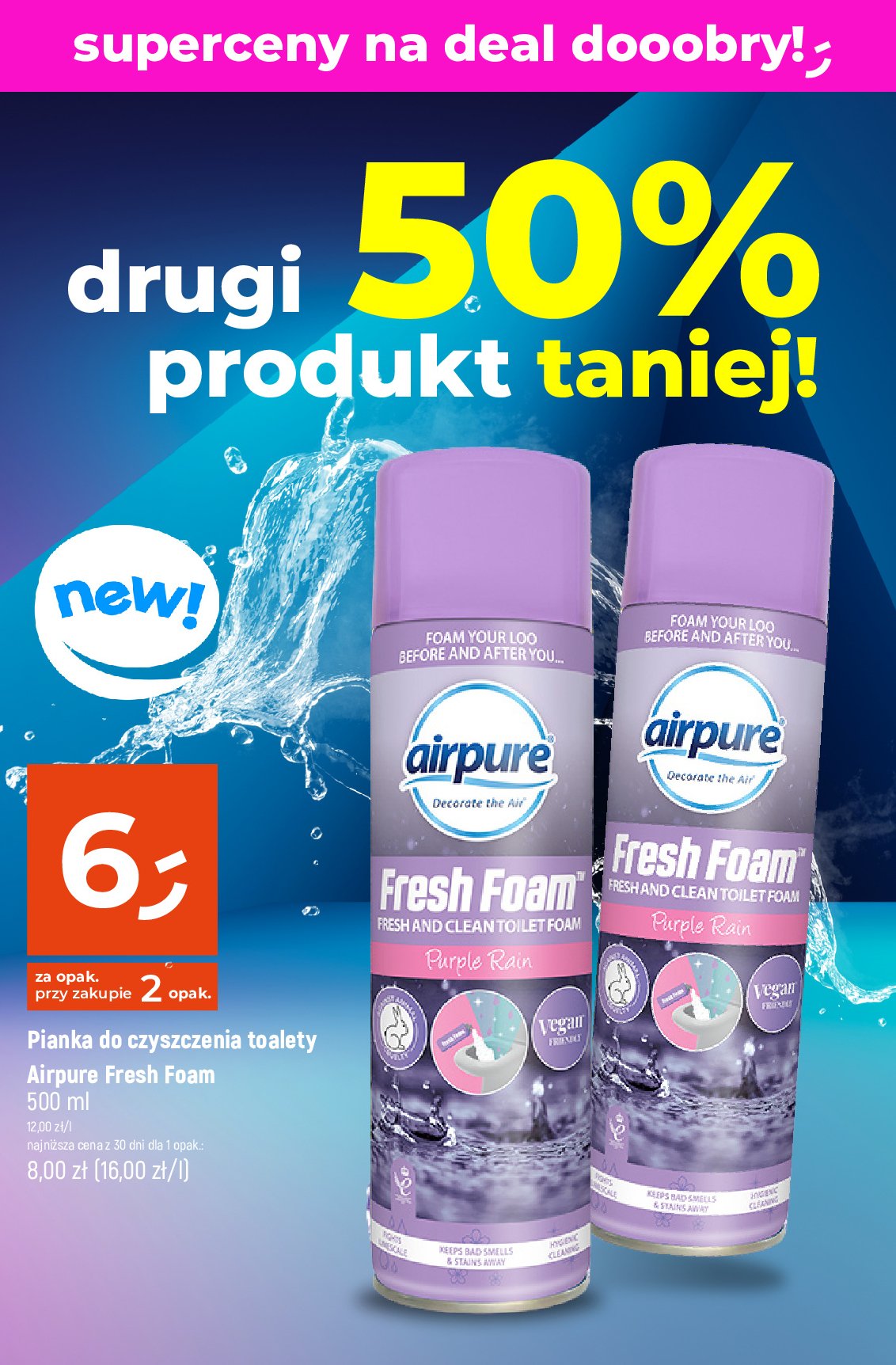 Pianka do czyszczenia toalet purple rain Airpure promocja