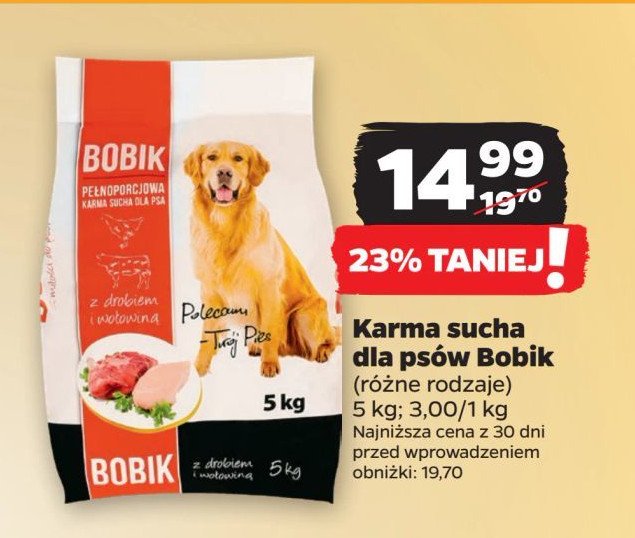 Karma dla psa z drobiem i wołowiną Bobik promocja