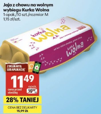 Jaja z chowu na wolnym wybiegu Kurka Wolna promocja w Delikatesy Centrum