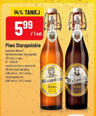 Piwo Staropolskie Miodne, 0.5l promocja w POLOmarket