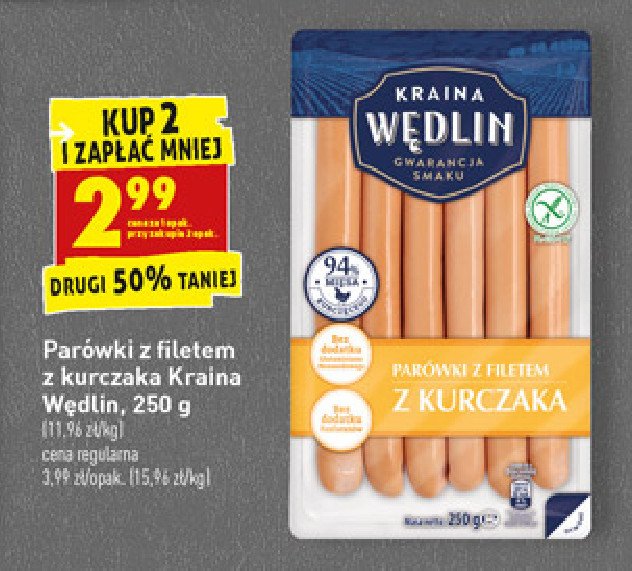 Parówki z filetem z kurczaka Kraina wędlin promocja