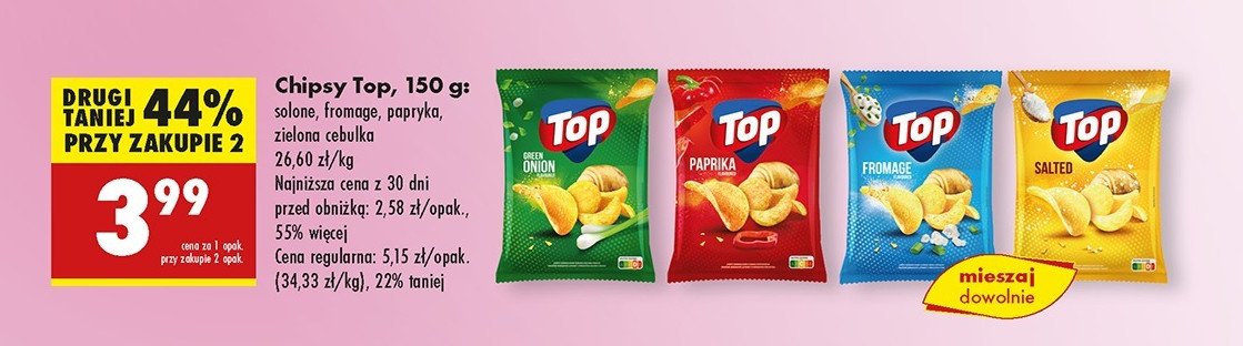 Chipsy solone Top chips Top (biedronka) promocja w Biedronka