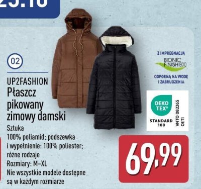 Płaszcz pikowany zimowy damski UP2FASHION promocja w Aldi