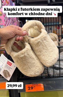 Klapki z futerkiem CLEVE promocja w Biedronka