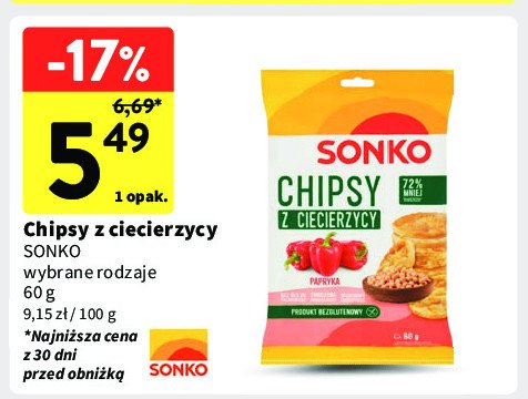 Chipsy z ciecierzycy paprykowe Sonko promocja w Intermarche