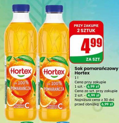 Sok pomarańczowy Hortex promocja w Dino