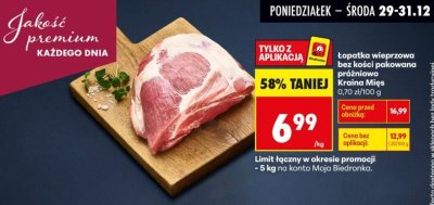 Łopatka wieprzowa bez kości pakowana próżniowo  promocja w Biedronka