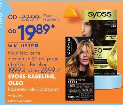 Kosmetyki SYOSS BASELINE, OLEO do koloryzacji włosów promocja w Super-Pharm