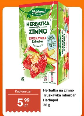 Herbatka na zimno Truskawka rabarbar Herbapol promocja w Dino