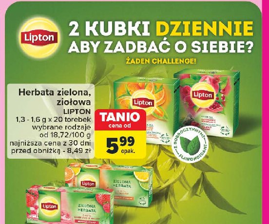 Herbata raspberry & pomegranate Lipton green tea promocja