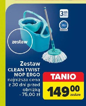 Zestaw clean twist: mop z click system + wiaderko z obrotowym sitem Leifheit promocja