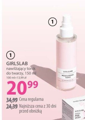 Tonik GIRLSLAB nawilżający do twarzy promocja w Hebe