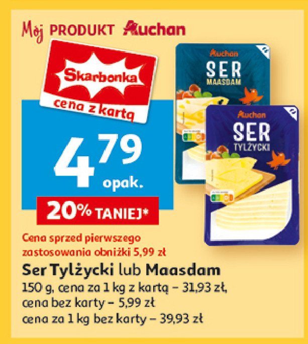 Ser tylżycki plastry Auchan różnorodne (logo czerwone) promocja