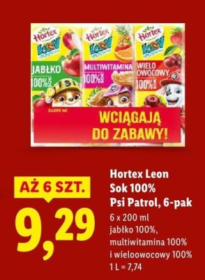 Sok Hortex Leon Sok 100% Pet Patrot, 6-pak promocja w Lidl
