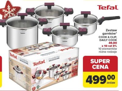 Zestaw garnków Cook & Clip, Daily Cook 10 elementów, różne rodzaje Tefal promocja w Carrefour