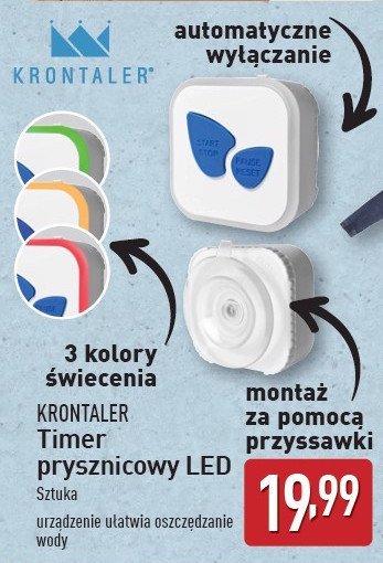 Timer prysznicowy led Krontaler promocja w Aldi