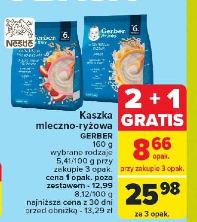 Kaszla mleczna ryżowo-owsianka jabłko-banan-truskawka Gerber promocja