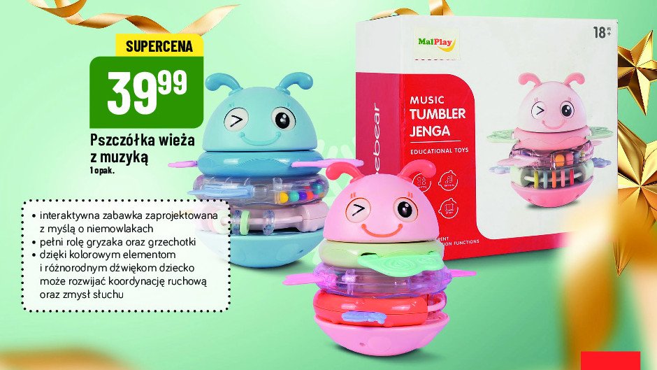 Wieża z muzyką pszczółka Malplay promocja w POLOmarket