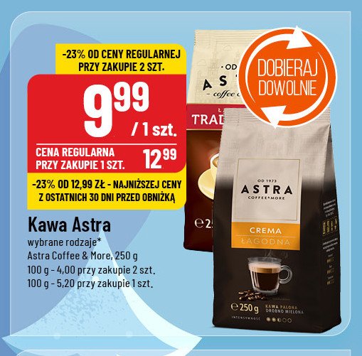 Kawa Astra łagodna crema Astra caffee promocja