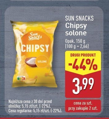 Chipsy solone SUN SNACKS promocja w Aldi